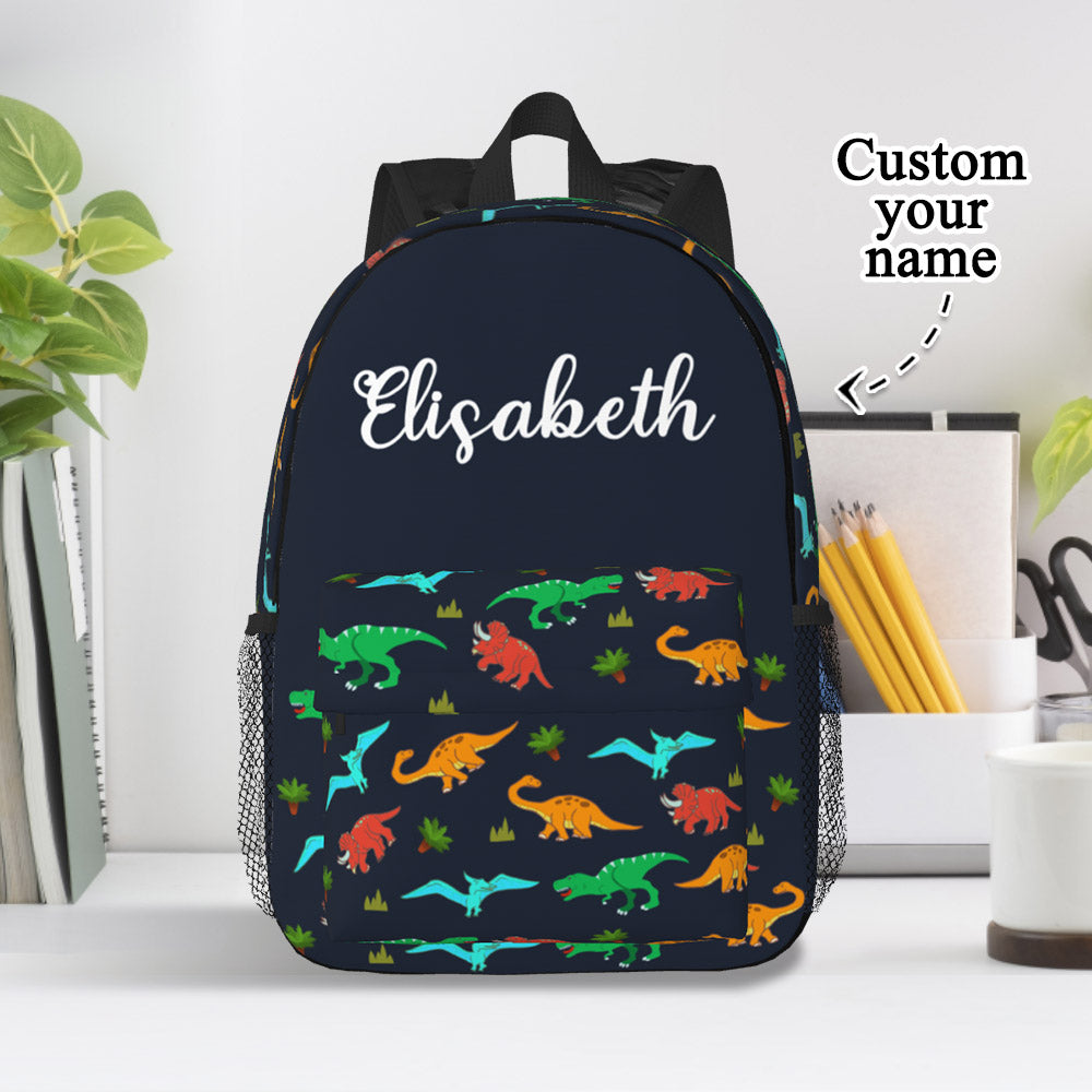 Custom Name Backpack Personalised Dinosaur School Bag for Kids