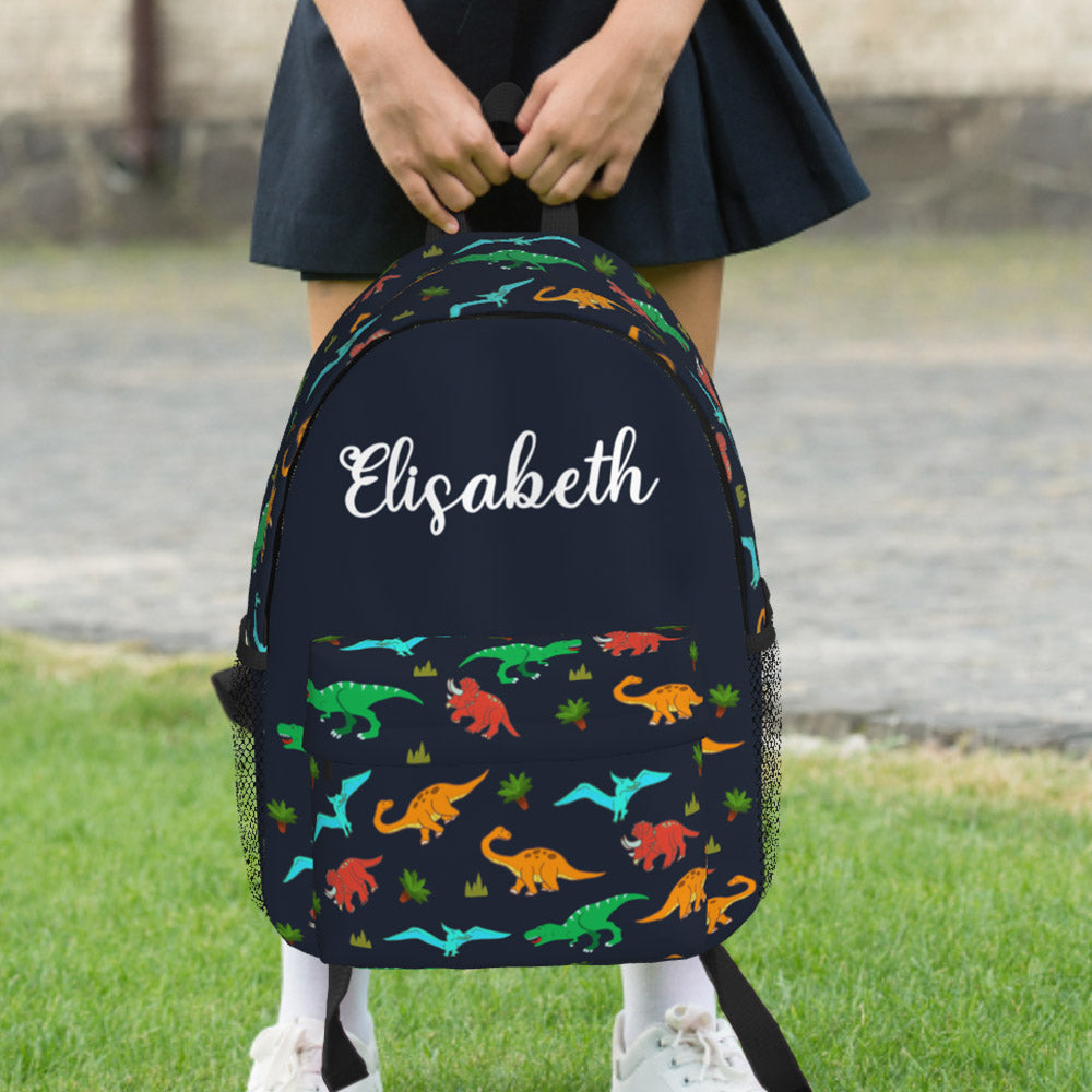 Custom Name Backpack Personalised Dinosaur School Bag for Kids