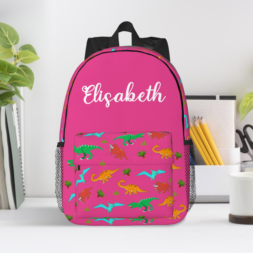 Custom Name Backpack Personalised Dinosaur School Bag for Kids