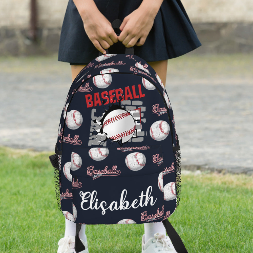 Custom Name Backpack Personalised Baseball School Bag for Kids