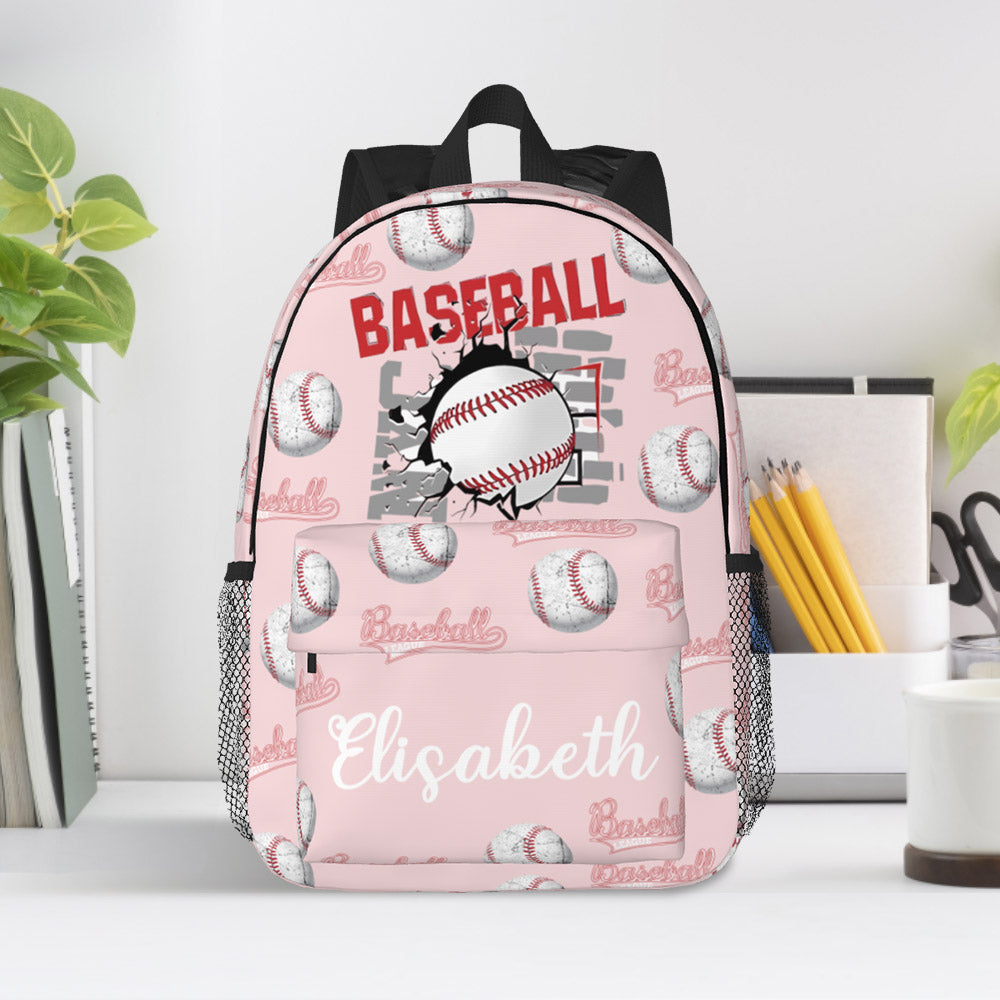 Custom Name Backpack Personalised Baseball School Bag for Kids