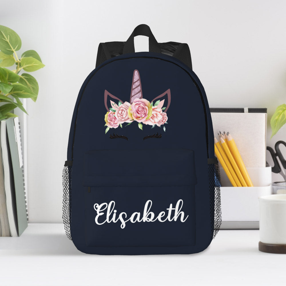 Custom Name Backpack Personalised Unicorn School Bag for Kids