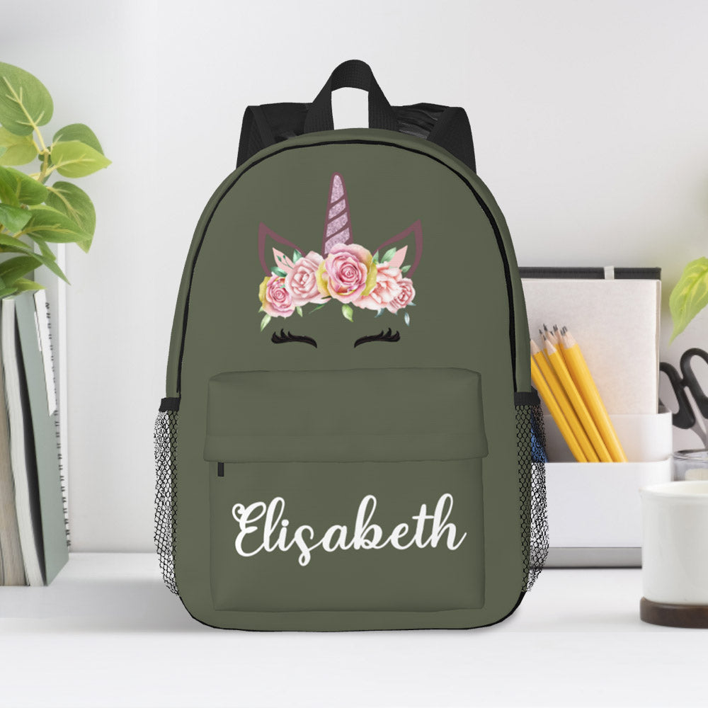 Custom Name Backpack Personalised Unicorn School Bag for Kids