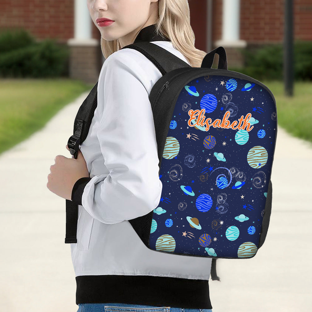 Custom Name Backpack Personalised Planet School Bag for Kids