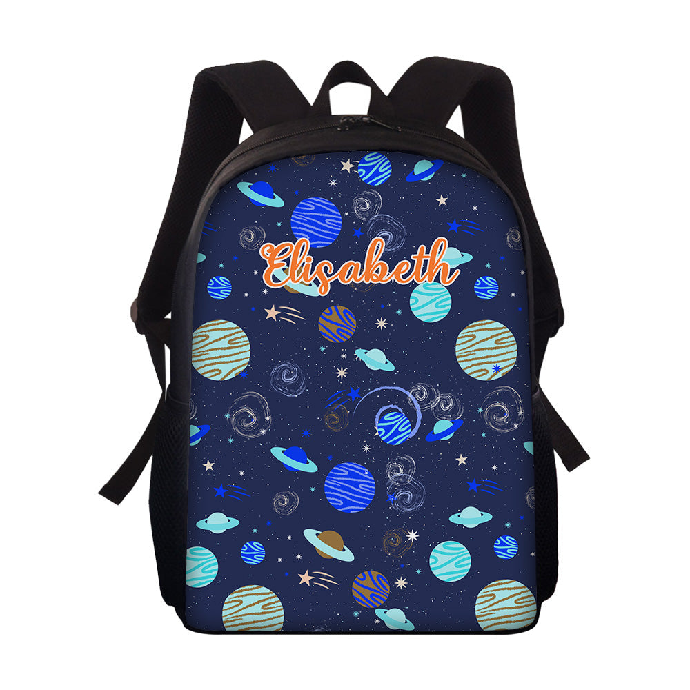 Custom Name Backpack Personalised Planet School Bag for Kids