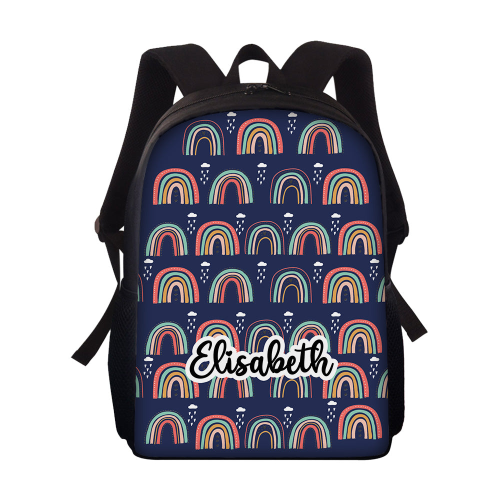 Custom Name Backpack Personalised Rainbow School Bag for Boys Girls