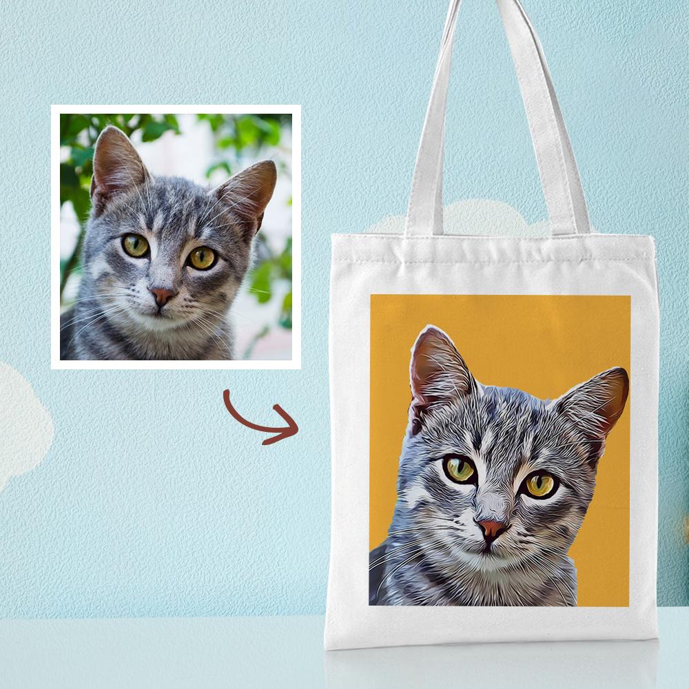 Custom Pet Portrait Canvas Tote Bag Personalized Canvas Bags DIY Gift