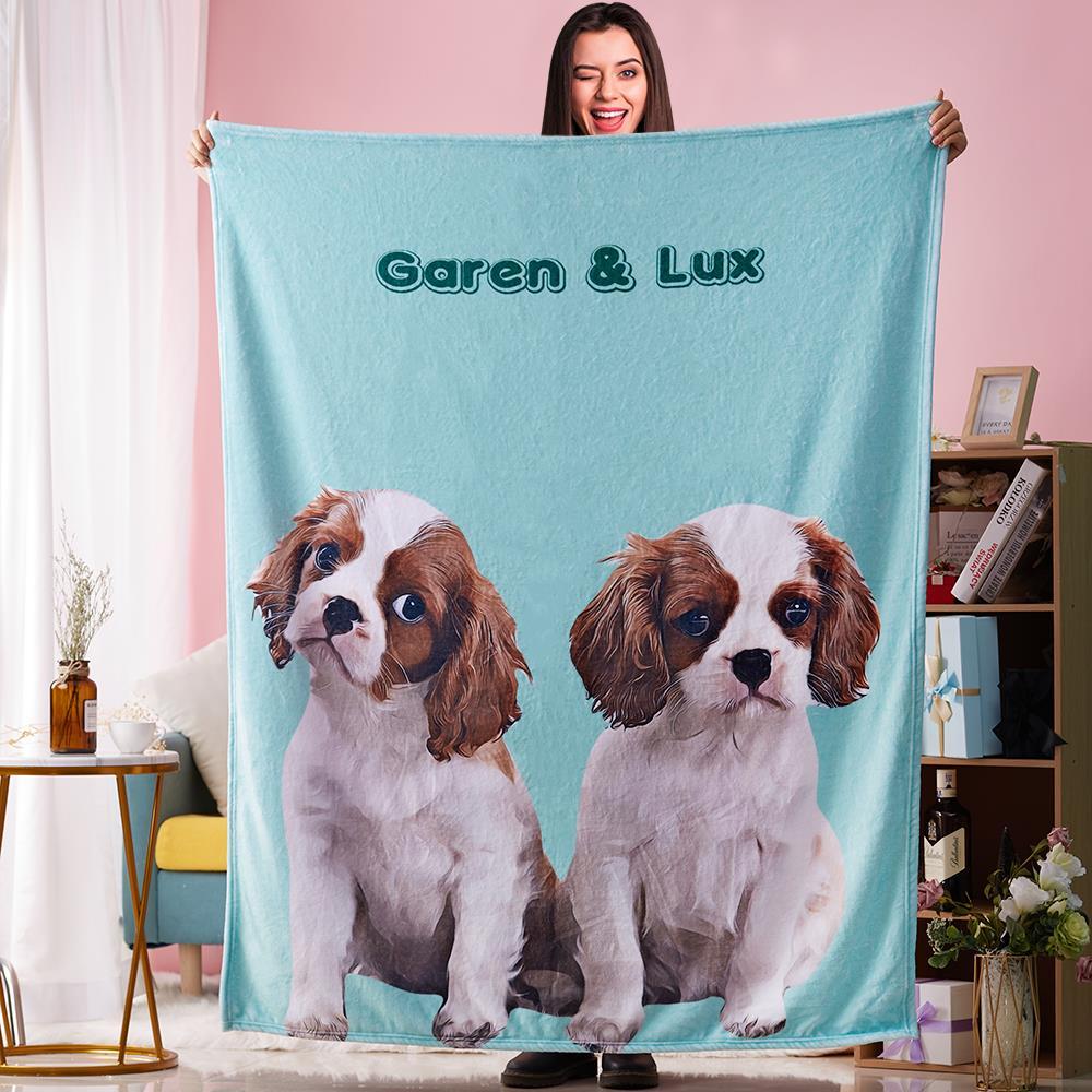 Custom Dog Blankets Personalized Pet Photo Blankets Painted Art Portrait Fleece Blanket Best Gift 2021 He Walked Away