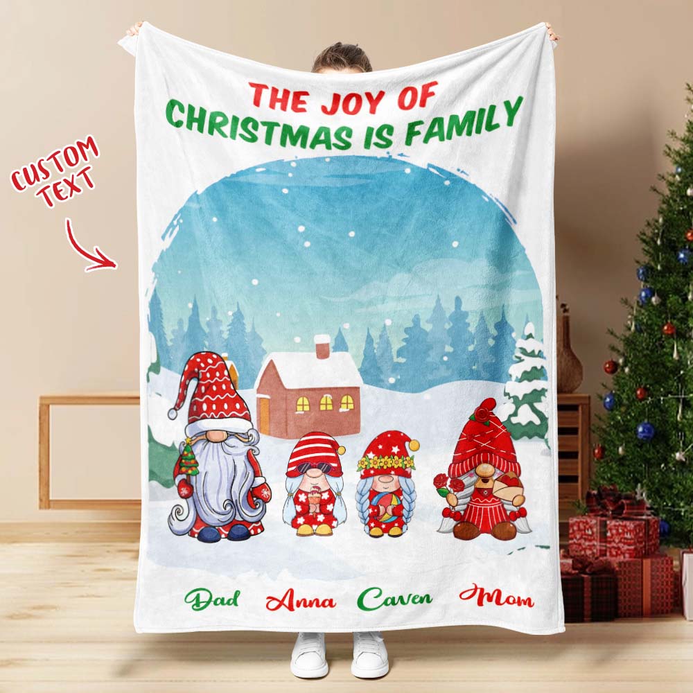 Personalized Gnome Blanket Custom Name Background Blanket Christmas Gifts