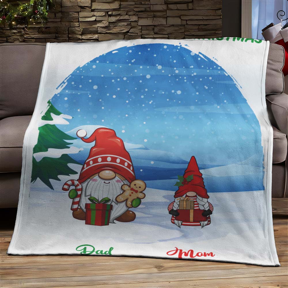 Personalized Gnome Blanket Custom Name Background Blanket Christmas Gifts