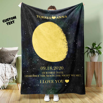 Custom Moon Phase Blanket Personalized Names Multistyle Background Blanket Birthday Gift - mysiliconefoodbag