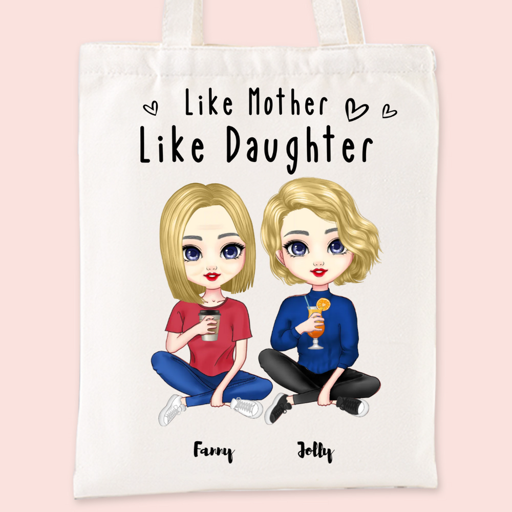 Mother's Gift Personalized Tote Bag Like Mother Like Daughter