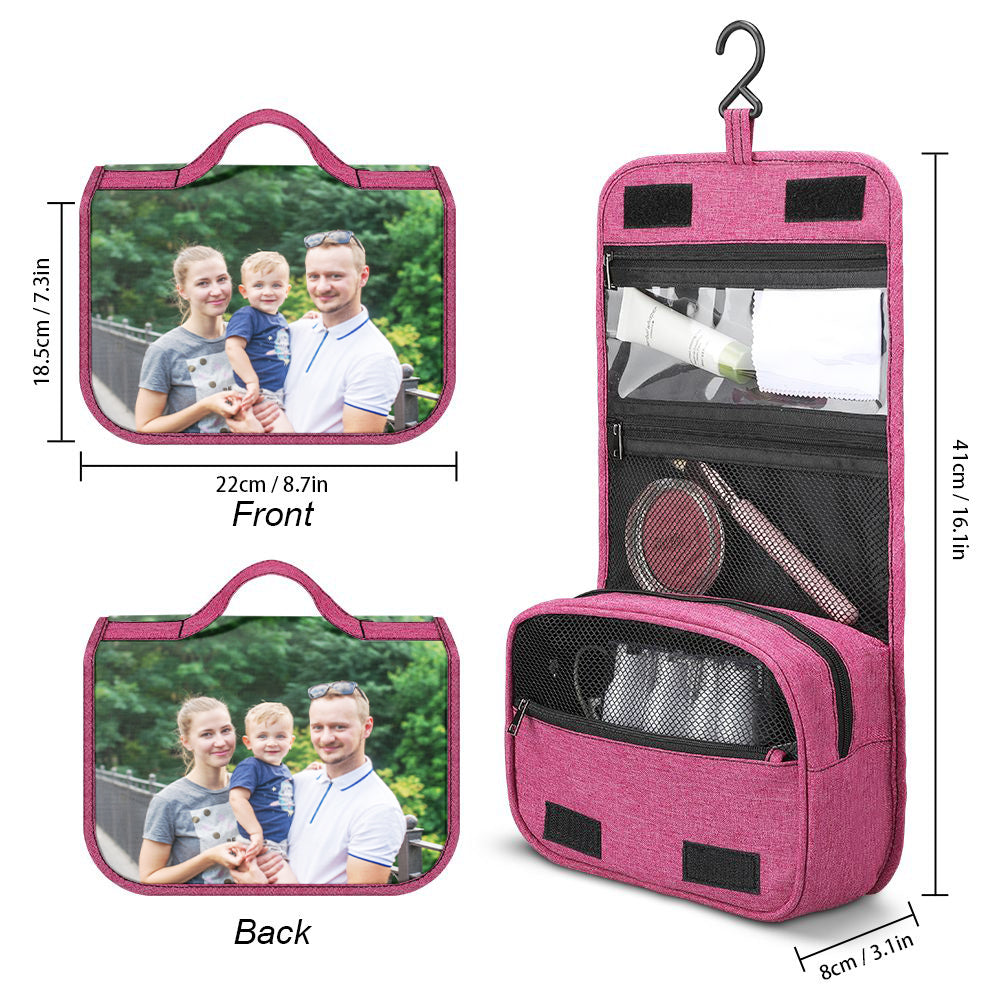 Custom Photo Hanging Toiletry Bag Personalized Cosmetic Makeup Travel Organizer for Men and Women