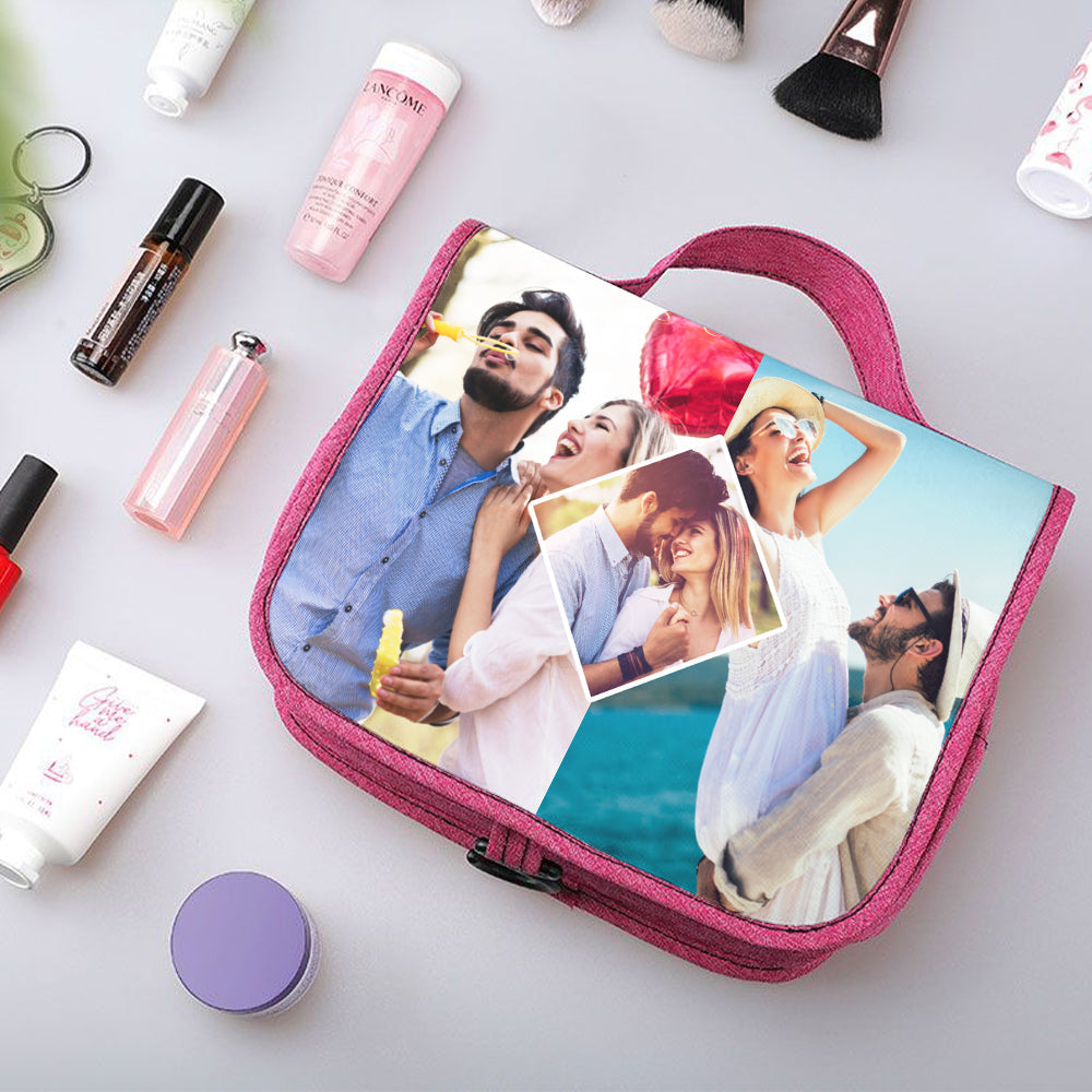 Custom Photo Hanging Toiletry Bag Personalized Cosmetic Makeup Travel Organizer for Men and Women