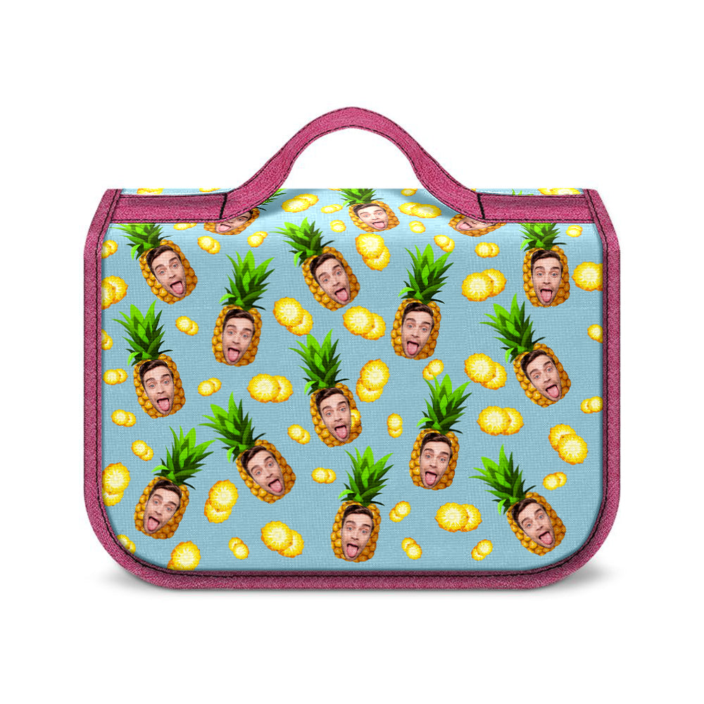 Custom Face Hanging Toiletry Bag Personalized Pineapple Cosmetic Makeup Travel Organizer for Men and Women