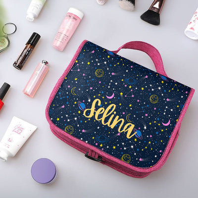 Custom Hanging Toiletry Bag Personalized Starry Sky Cosmetic Makeup Travel Organizer for Men and Women - mysiliconefoodbag