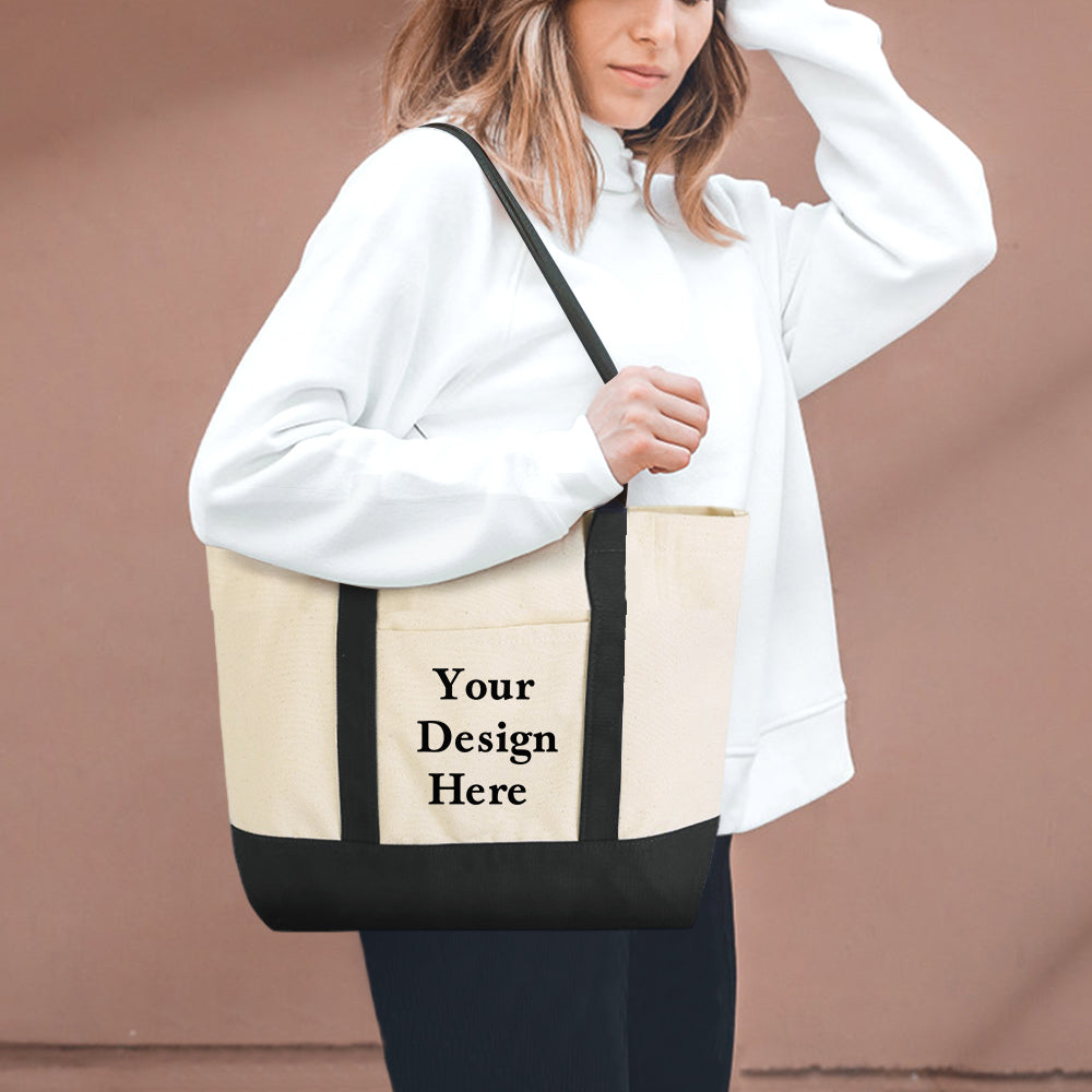 Custom Logo Canvas Tote Bag Personalized Beach Bag Gift for Women