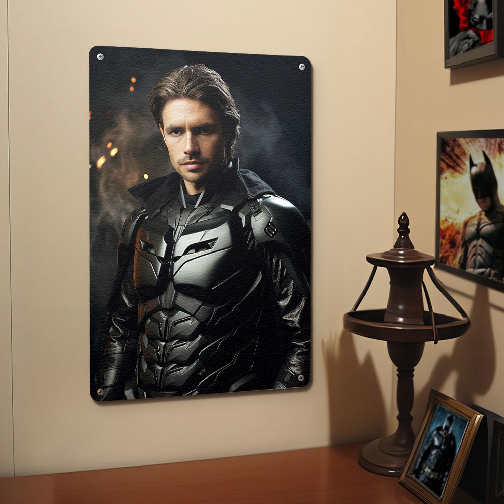 Personalized Face Batman Metal Poster Custom Photo Portrait Gifts for Kids