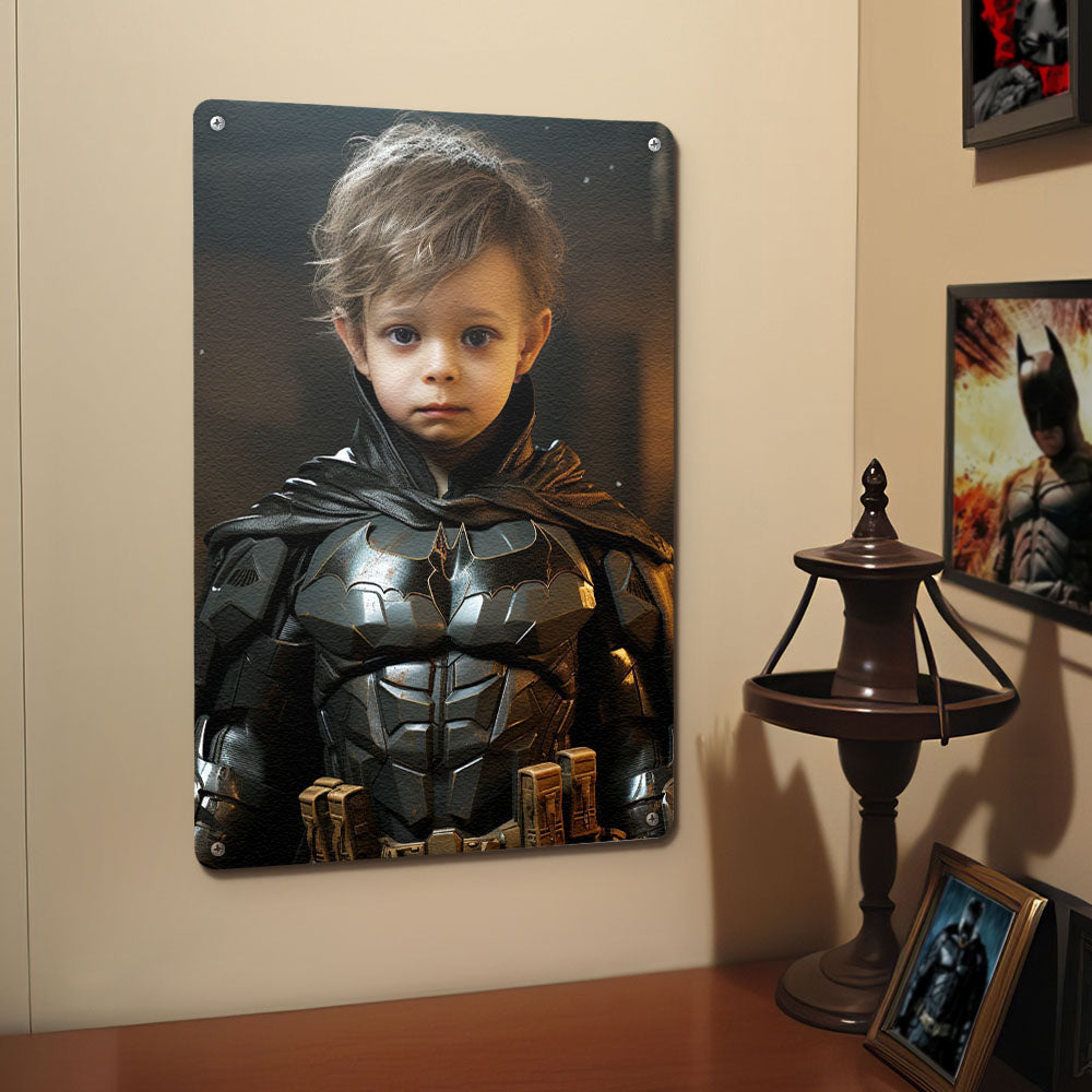 Personalized Face Batman Metal Poster Custom Photo Portrait Gifts for Kids