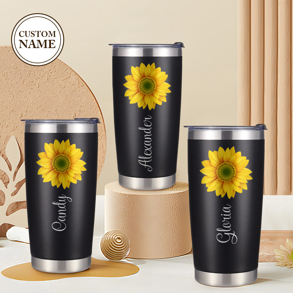 Custom Name Tumbler Sunflower Gifts for Her