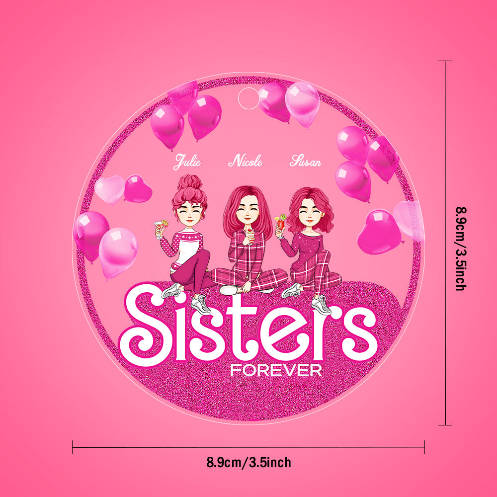 Sisters Together Ornaments Pink Personalized Hairstyle Clothes Name Christmas Gifts