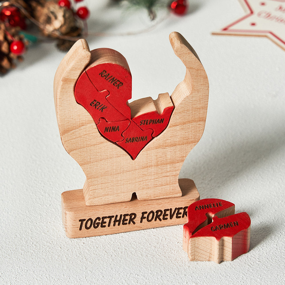 Custom Names Wooden Heart Family Puzzle Home Decor Christmas Gifts