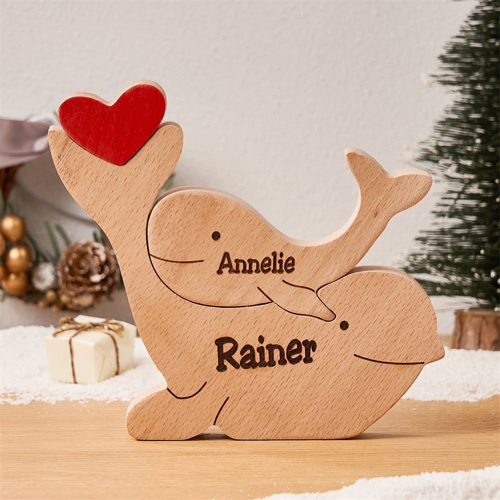 Custom Names Wooden Dolphins Family Puzzle Home Decor Christmas Gifts