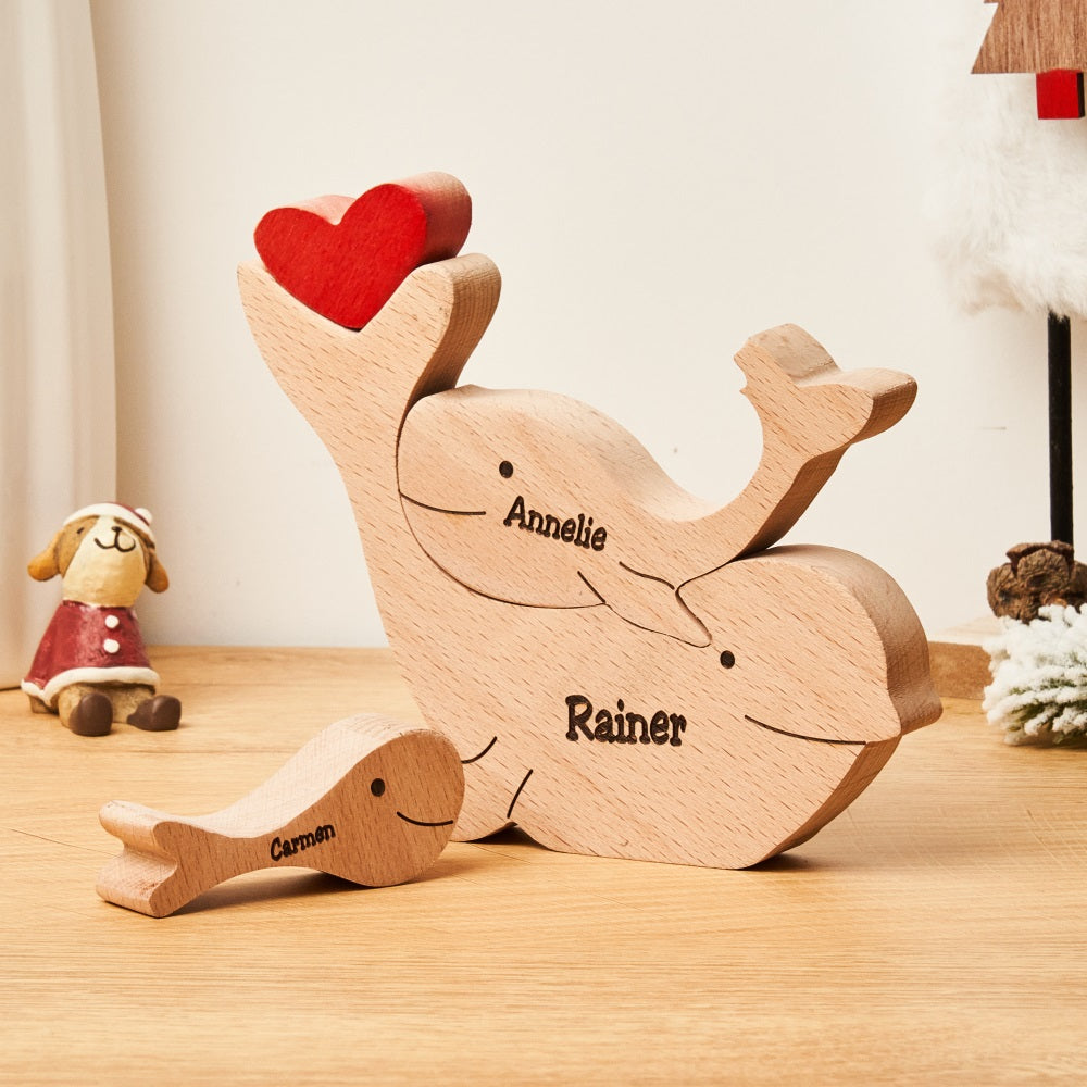 Custom Names Wooden Dolphins Family Puzzle Home Decor Christmas Gifts