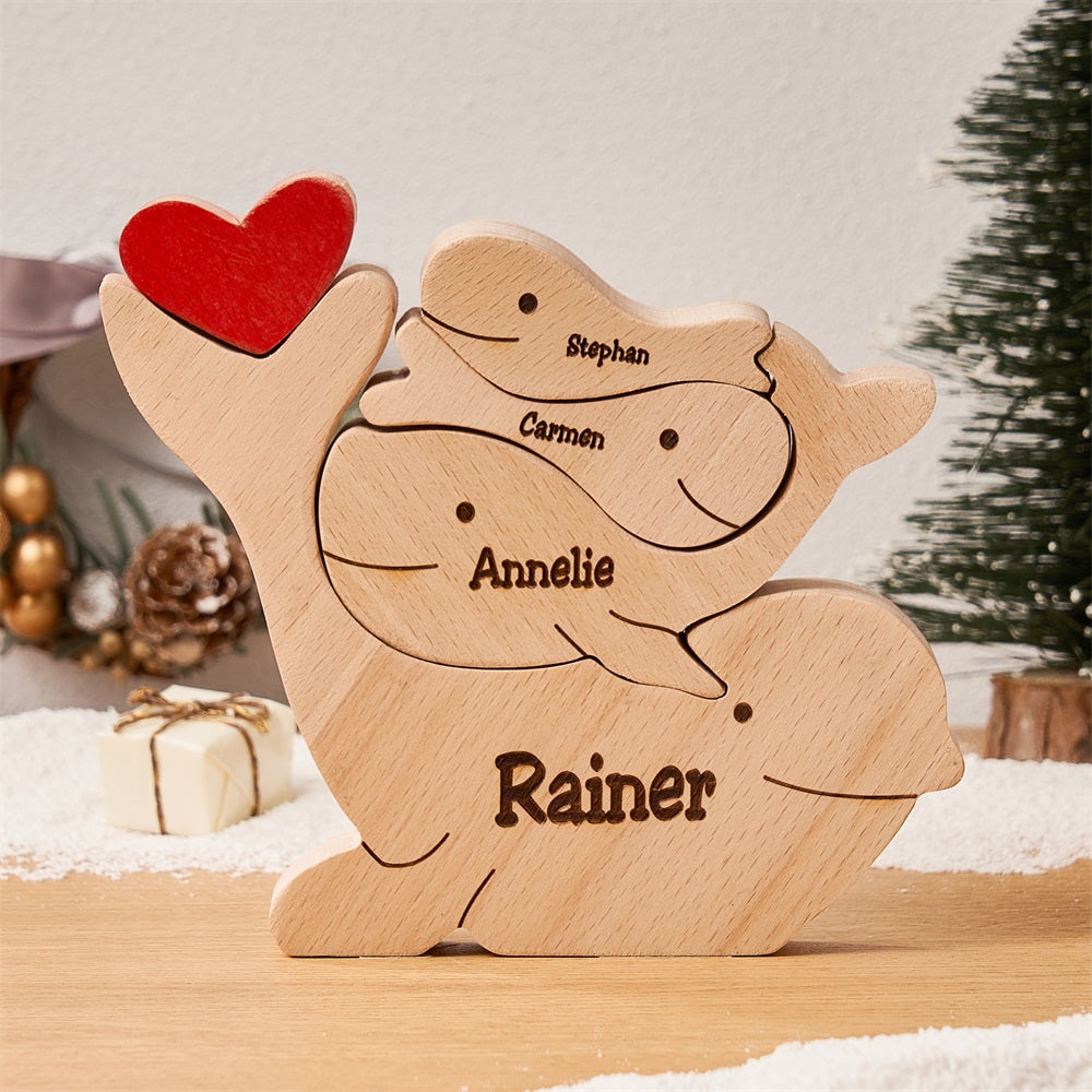 Custom Names Wooden Dolphins Family Puzzle Home Decor Christmas Gifts