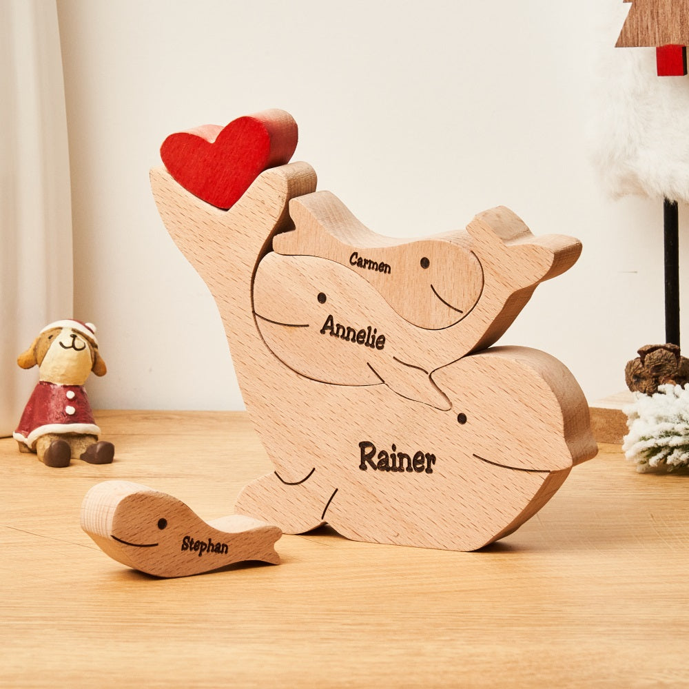 Custom Names Wooden Dolphins Family Puzzle Home Decor Christmas Gifts