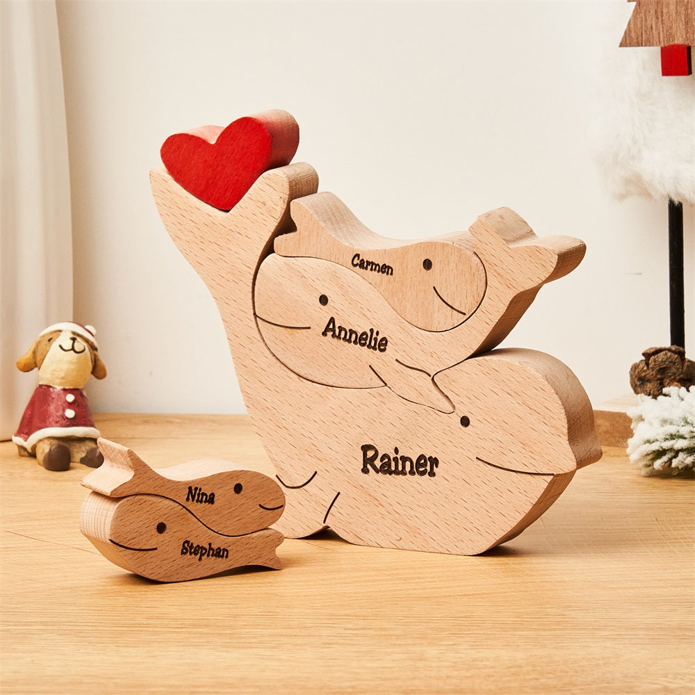 Custom Names Wooden Dolphins Family Puzzle Home Decor Christmas Gifts