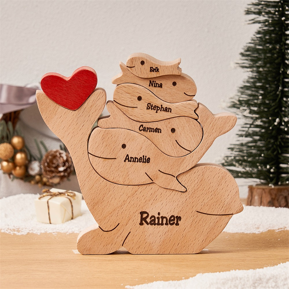 Custom Names Wooden Dolphins Family Puzzle Home Decor Christmas Gifts