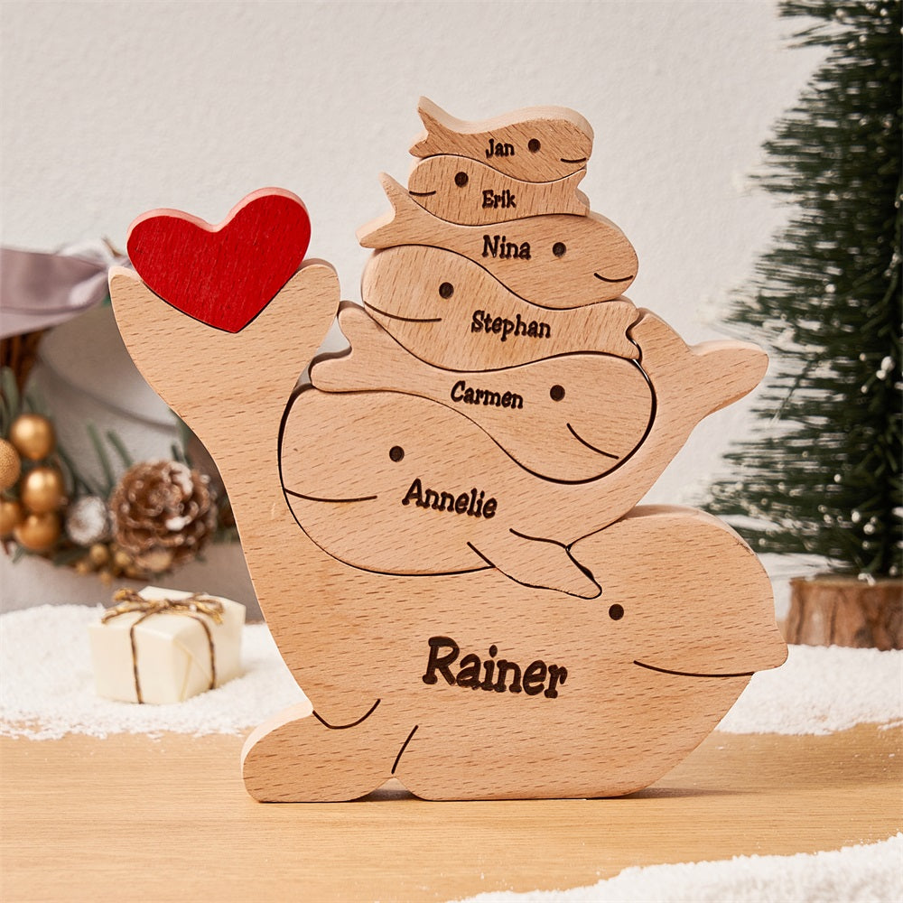 Custom Names Wooden Dolphins Family Puzzle Home Decor Christmas Gifts