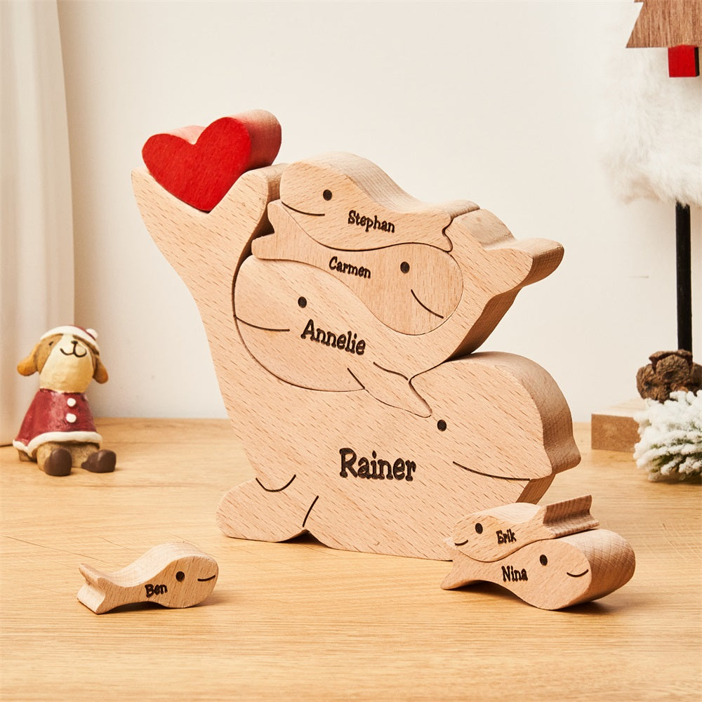 Custom Names Wooden Dolphins Family Puzzle Home Decor Christmas Gifts