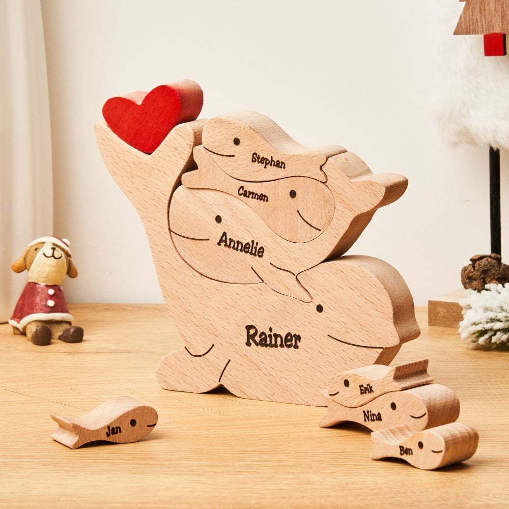 Custom Names Wooden Dolphins Family Puzzle Home Decor Christmas Gifts