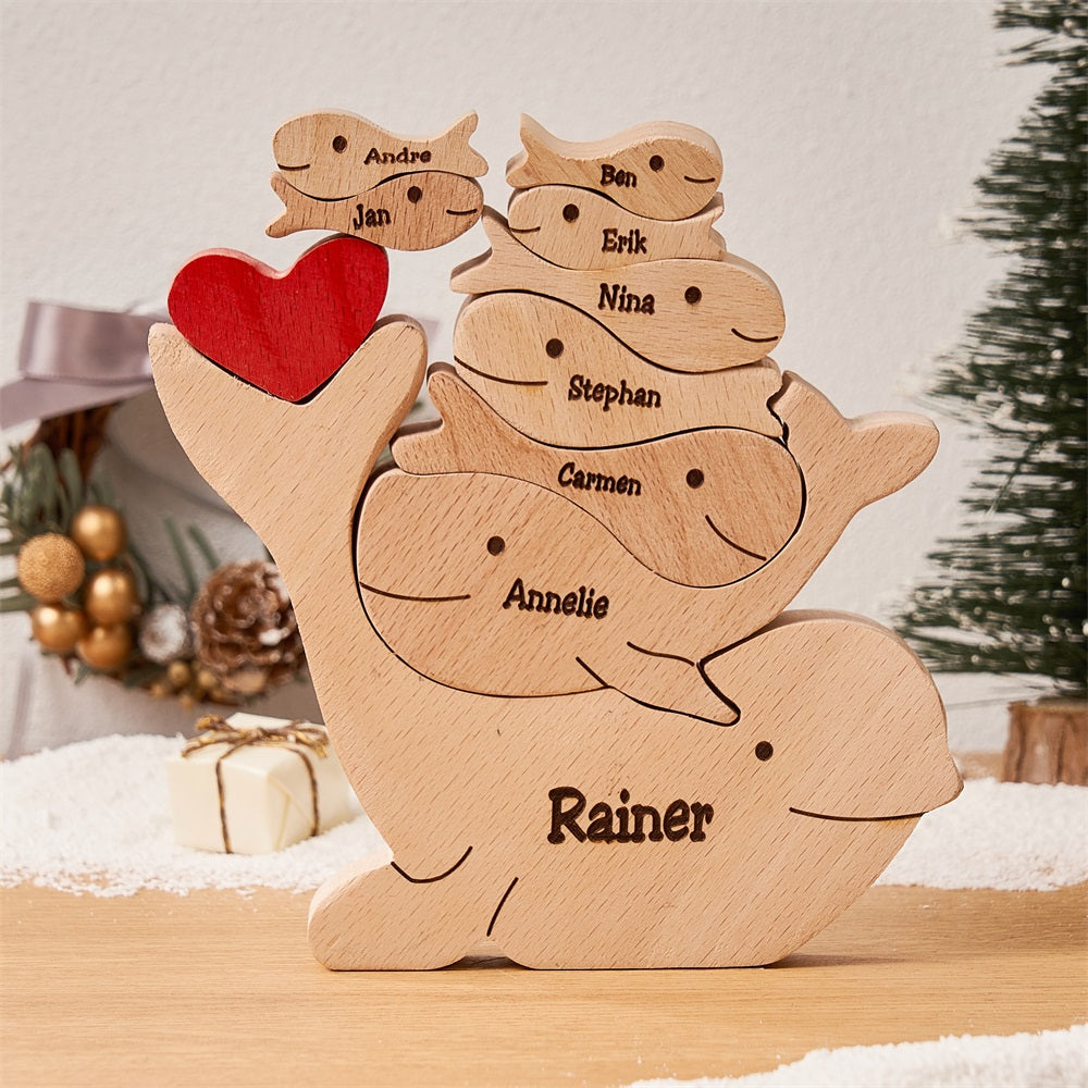 Custom Names Wooden Dolphins Family Puzzle Home Decor Christmas Gifts