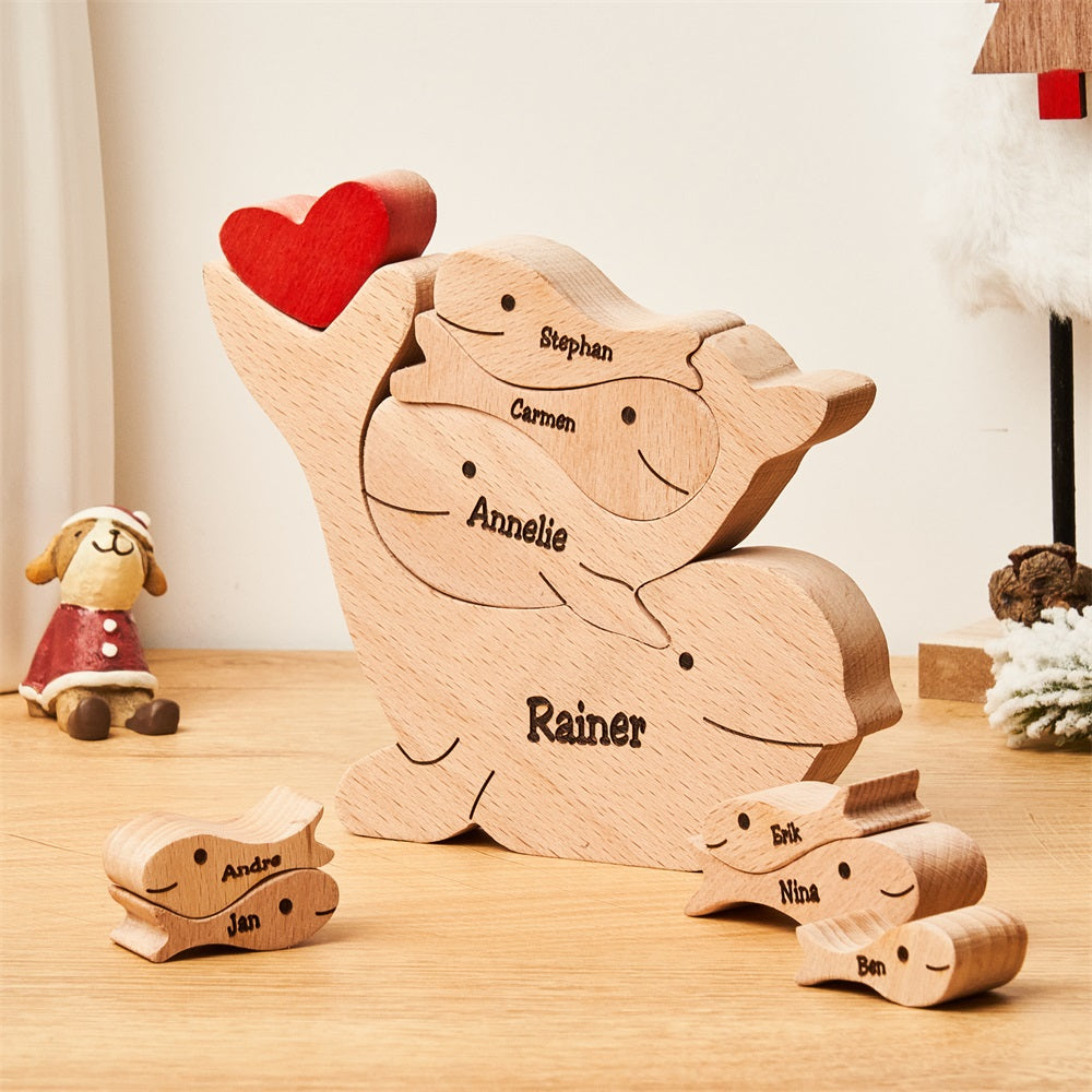 Custom Names Wooden Dolphins Family Puzzle Home Decor Christmas Gifts