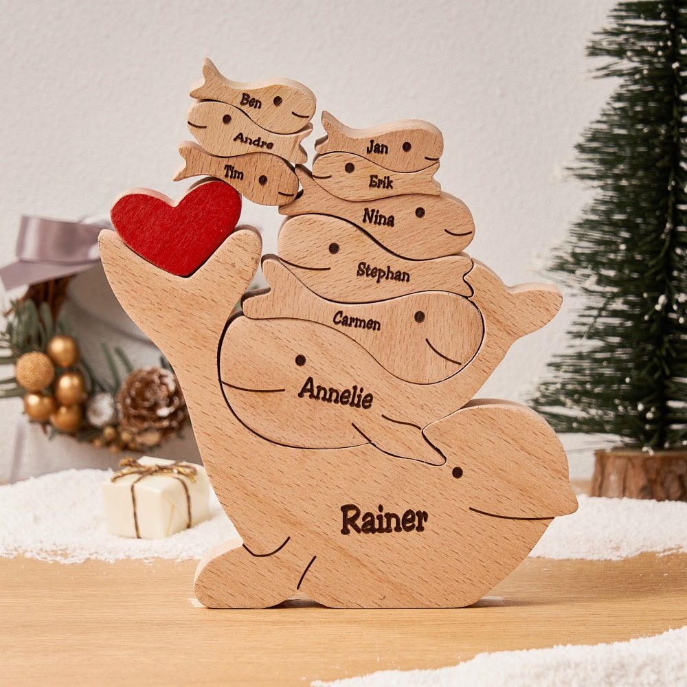 Custom Names Wooden Dolphins Family Puzzle Home Decor Christmas Gifts