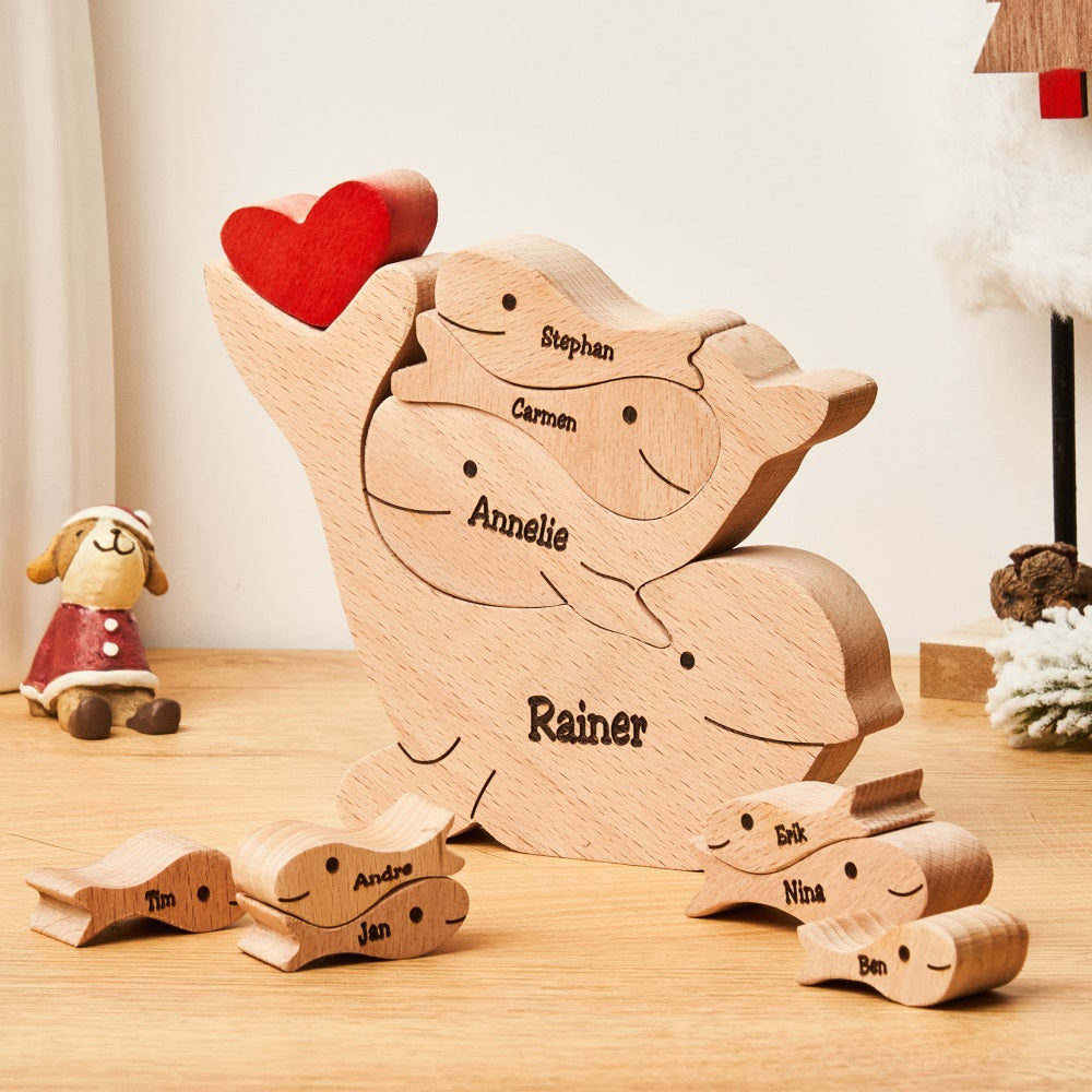 Custom Names Wooden Dolphins Family Puzzle Home Decor Christmas Gifts