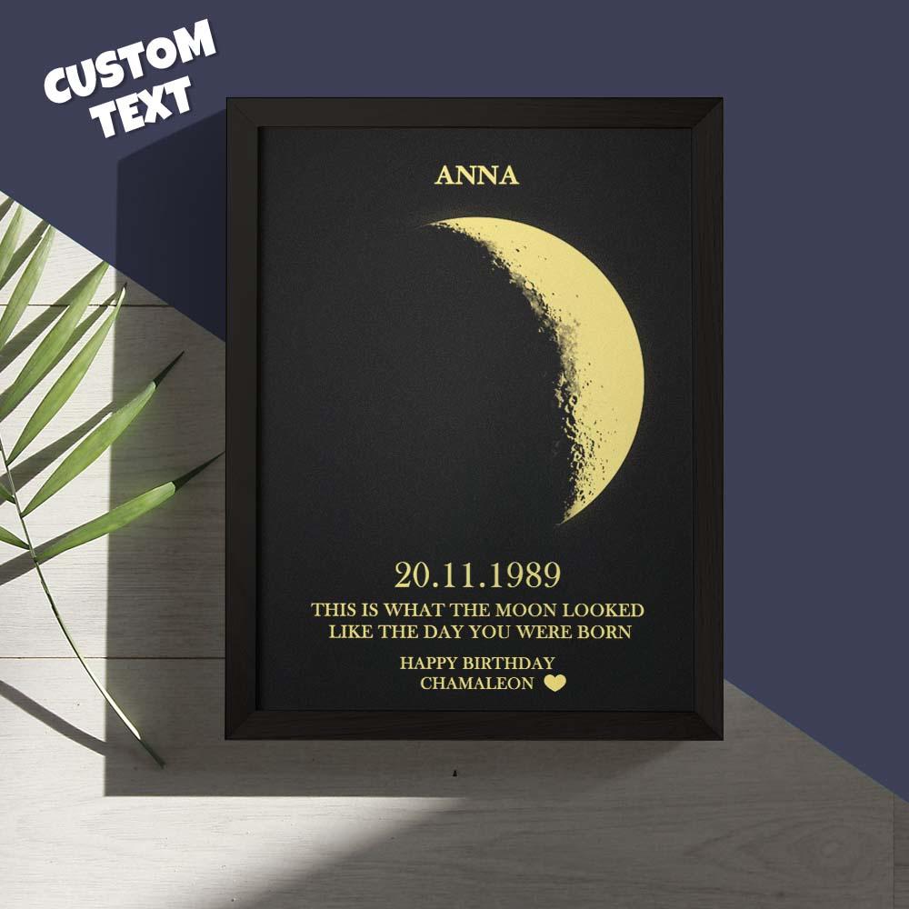 Custom Moon Phase and Names Wooden Frame with Your Text Custom Birthday Art Frame Best Gift for Birthday