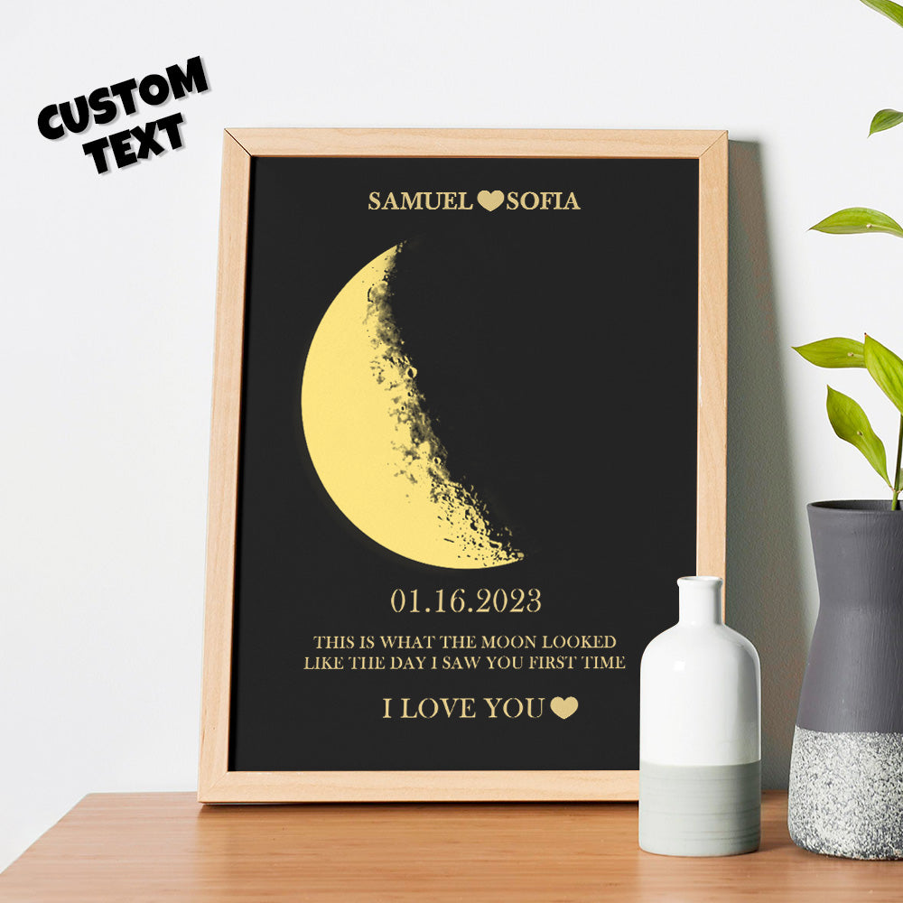 Custom Moon Phase and Names Wooden Frame with Your Text Moon Phase Gifts Collection