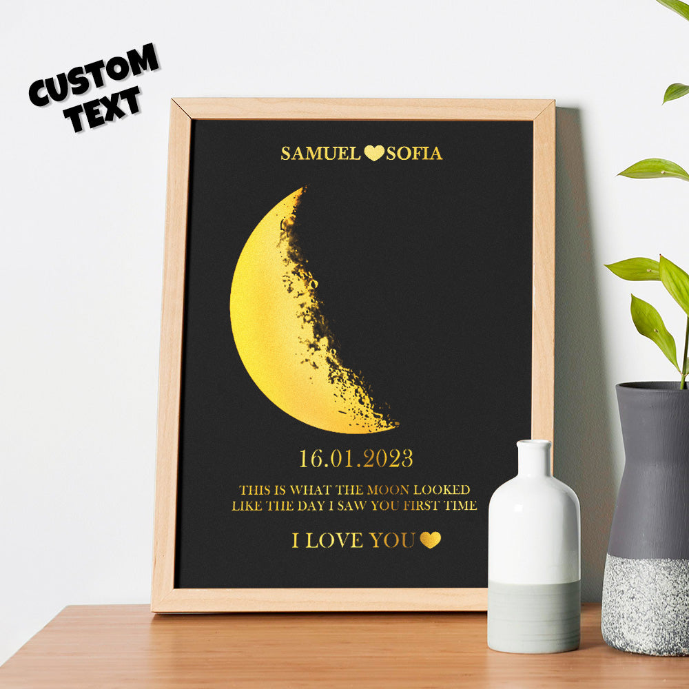 Custom Moon Phase Frame Moon Phase Wall Decor Wooden Lunar Print Art Frame with Your Text