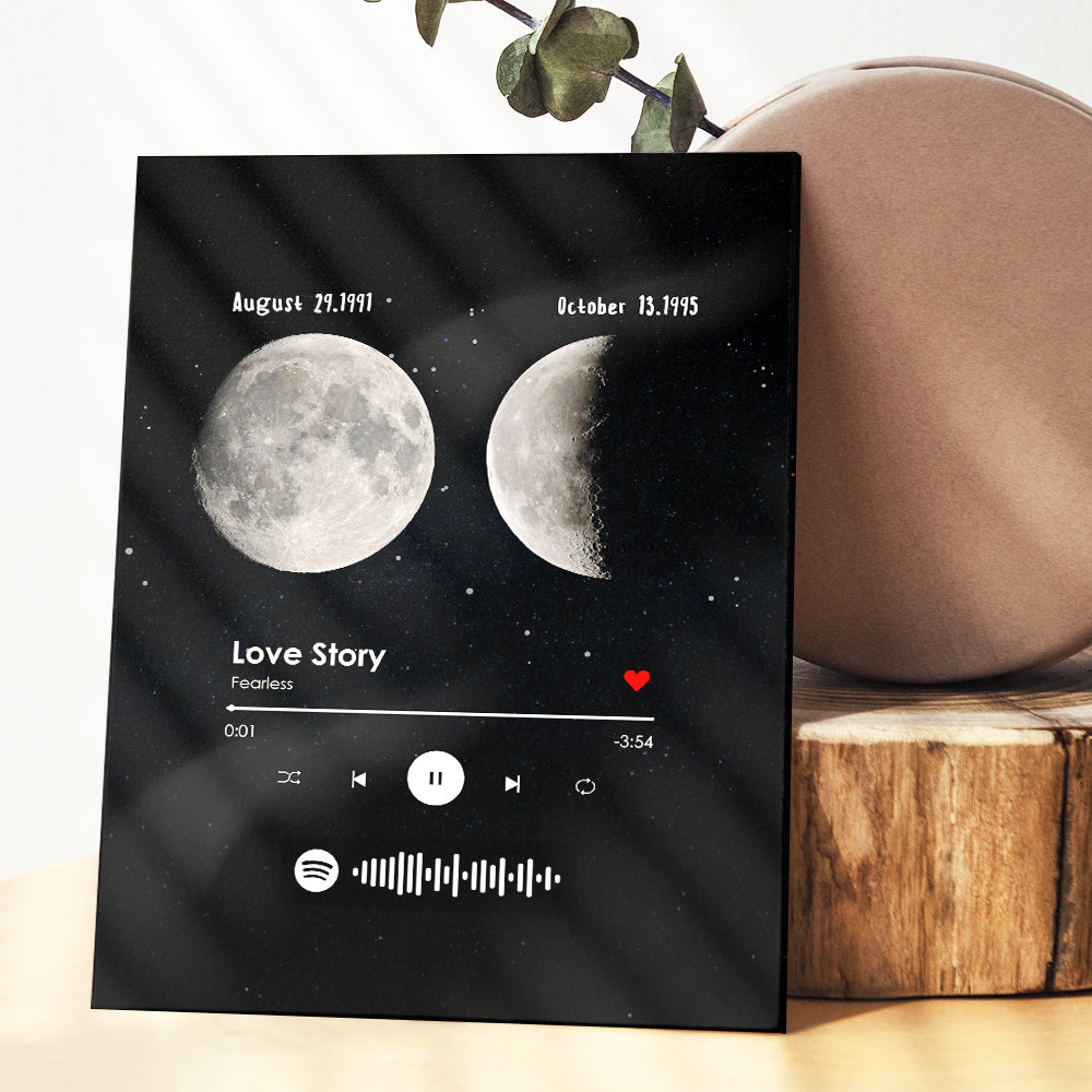 To My Mom Spotify Plaque Gift for Mom Custom Moon Shape Shadow Music Code Decor