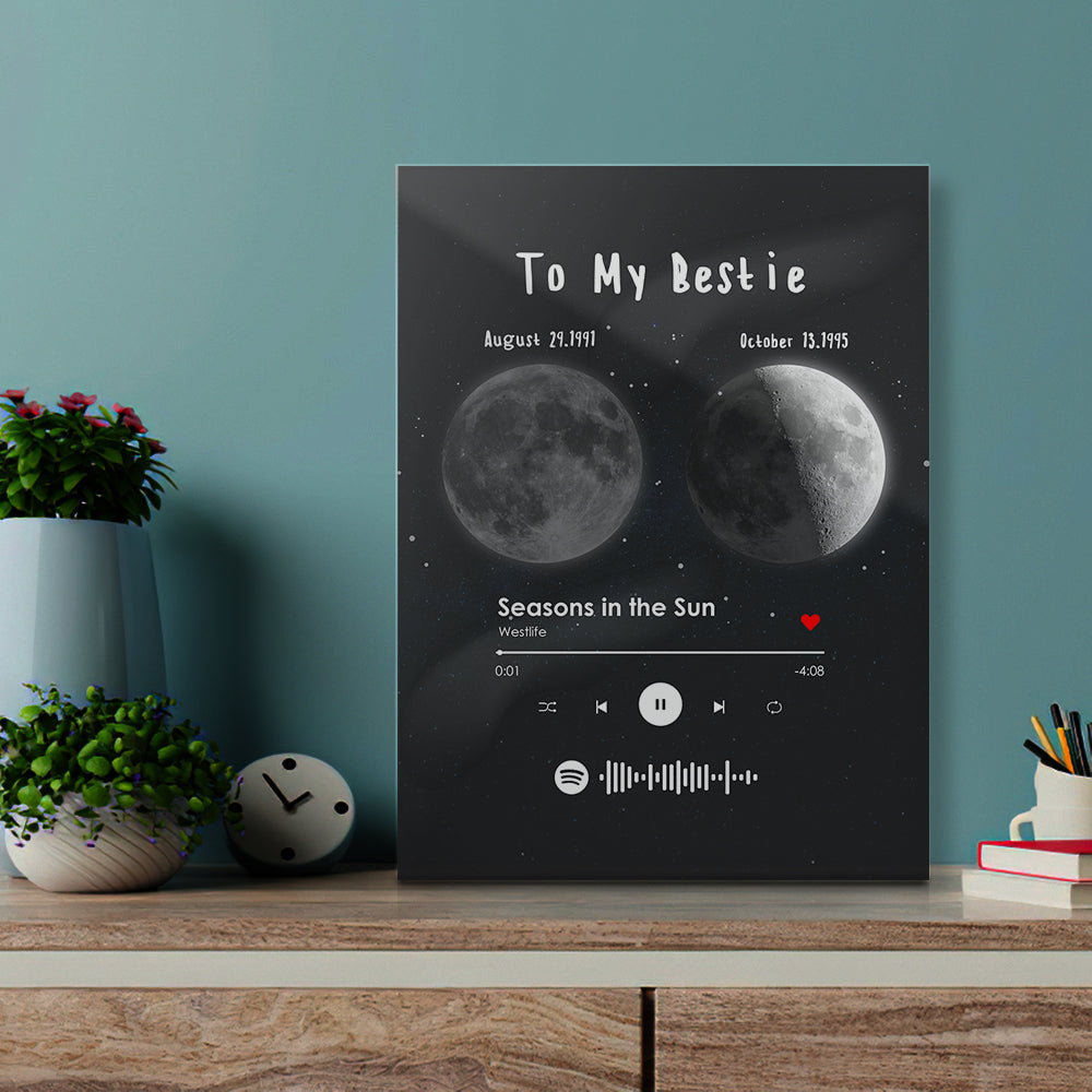 To My Mom Spotify Plaque Gift for Mom Custom Moon Shape Shadow Music Code Decor