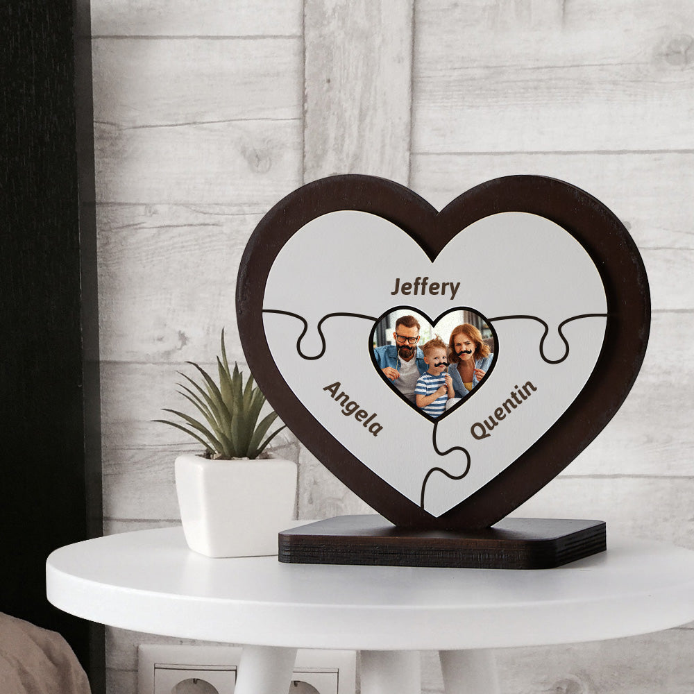 Mothers Day Box Frames Personalised Name Heart Wooden Puzzle Ornaments