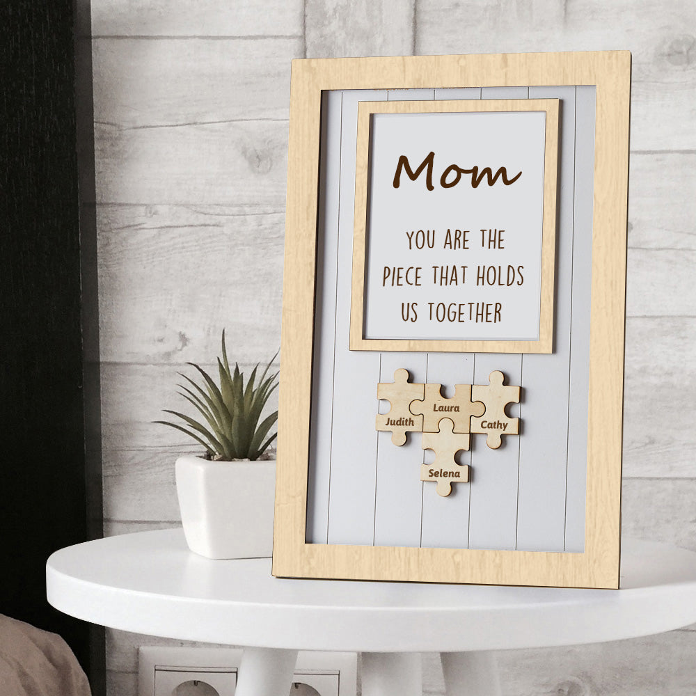 Custom Mom Wooden Puzzle Frame Personalised Engraved Name Decor Gift for Mother