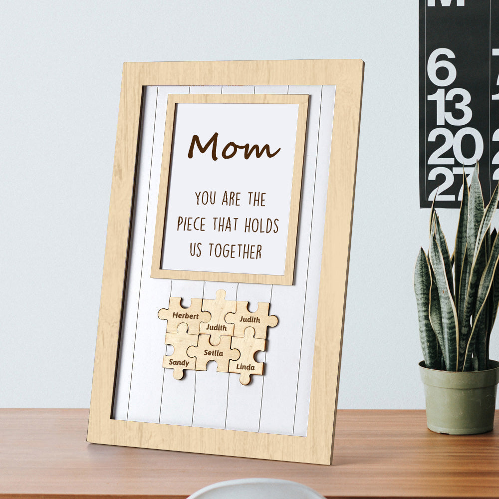 Custom Mom Wooden Puzzle Frame Personalised Engraved Name Decor Gift for Mother