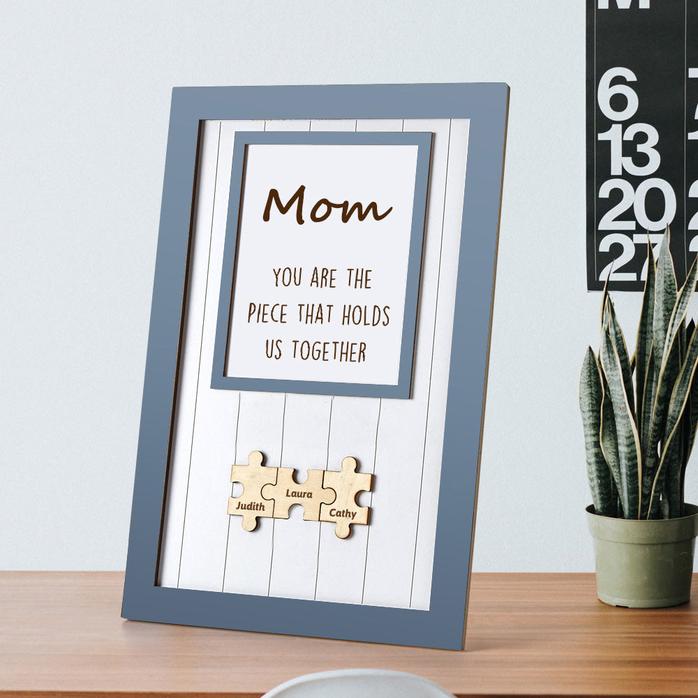 Custom Mom Wooden Puzzle Frame Personalised Engraved Name Decor Gift for Mother