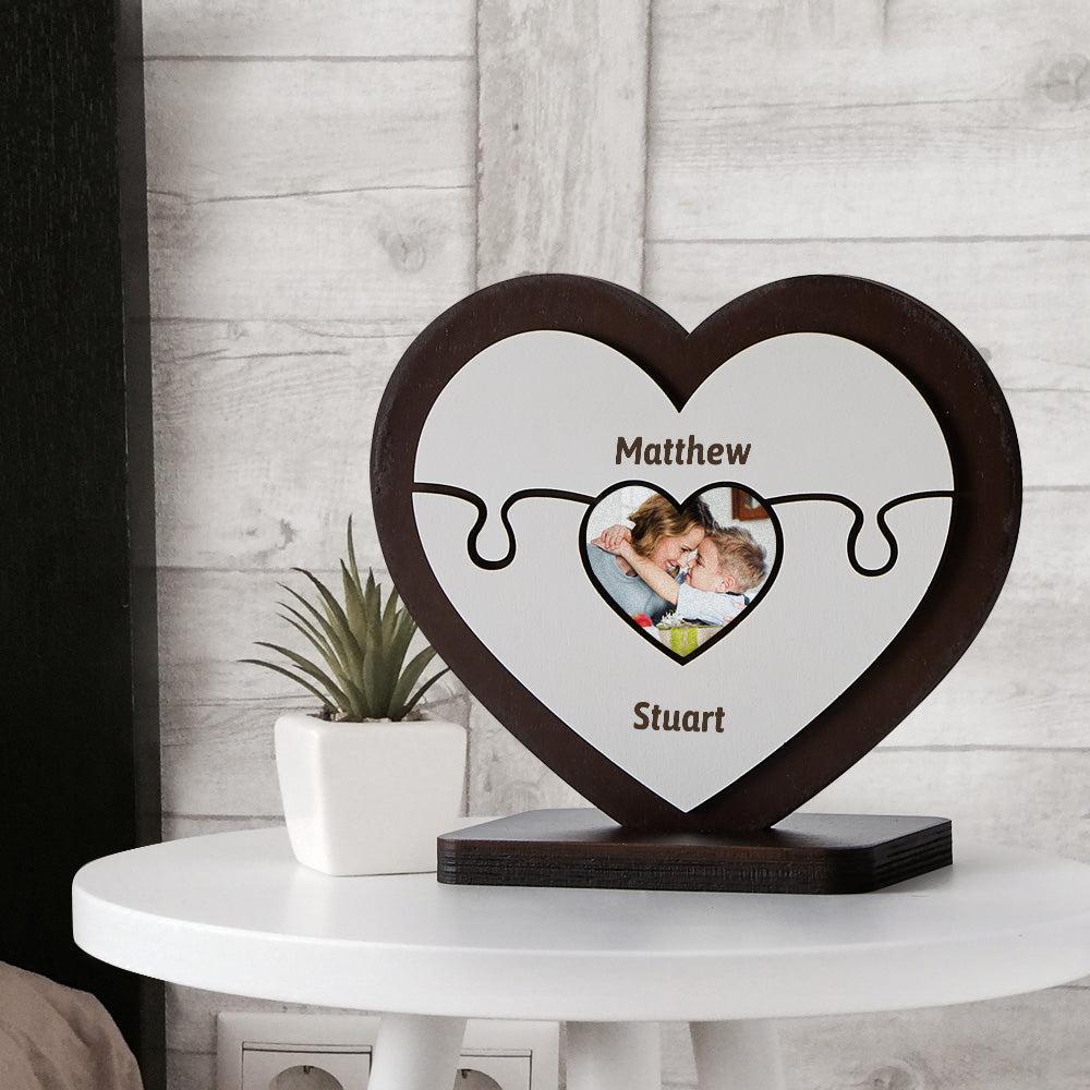 Mothers Day Box Frames Personalised Name Heart Wooden Puzzle Ornaments