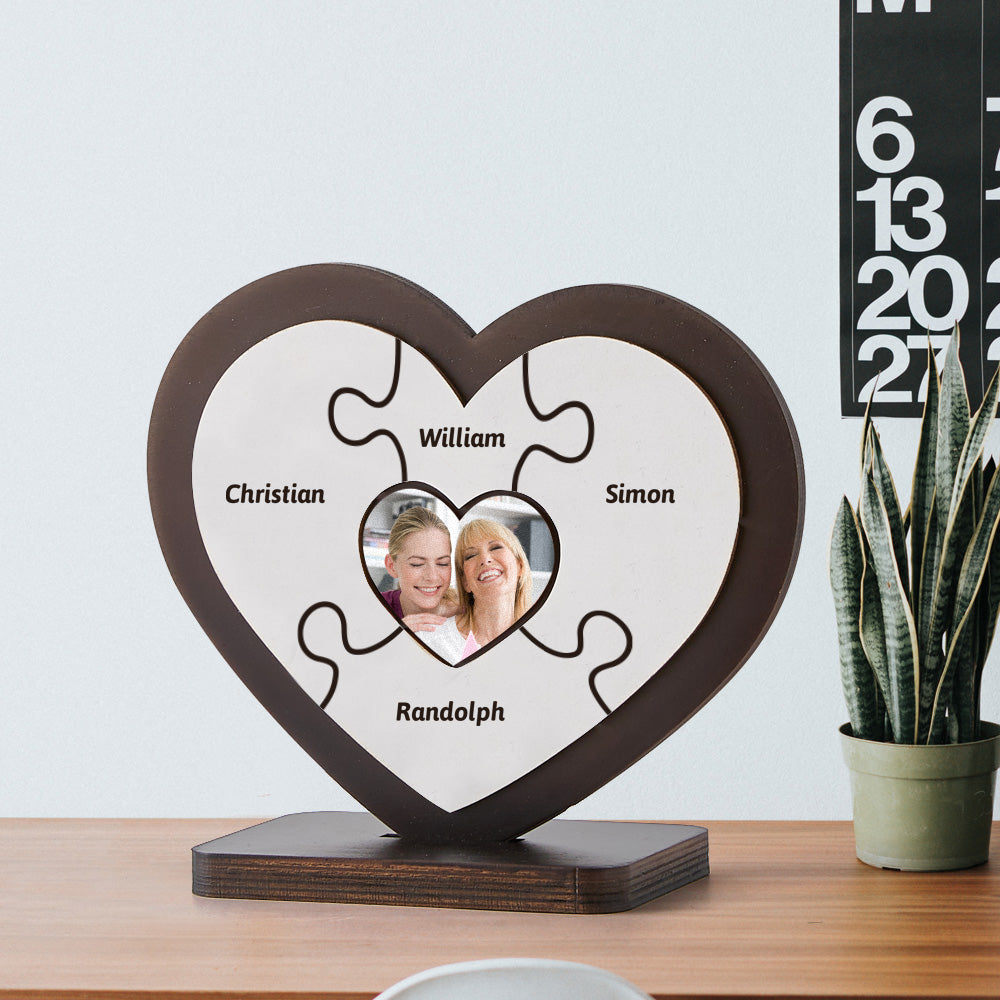 Mothers Day Box Frames Personalised Name Heart Wooden Puzzle Ornaments